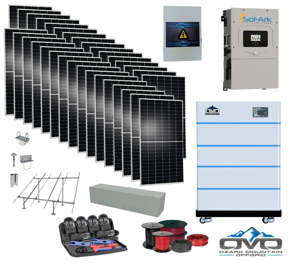 17KW Complete Offgrid Solar Kit – 15K Sol-Ark Inverter + 20.48KW OMO Stack Lithi