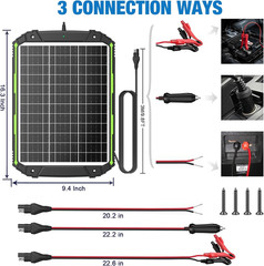 25W 12V Solar Powered Battery Charger & Maintainer, Built-In Smart MPPT Charge C