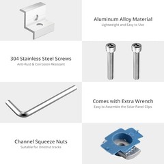 Solar Panel End Clamp Kit 10pcs 30mm 35mm Aluminum Silver Unistrut