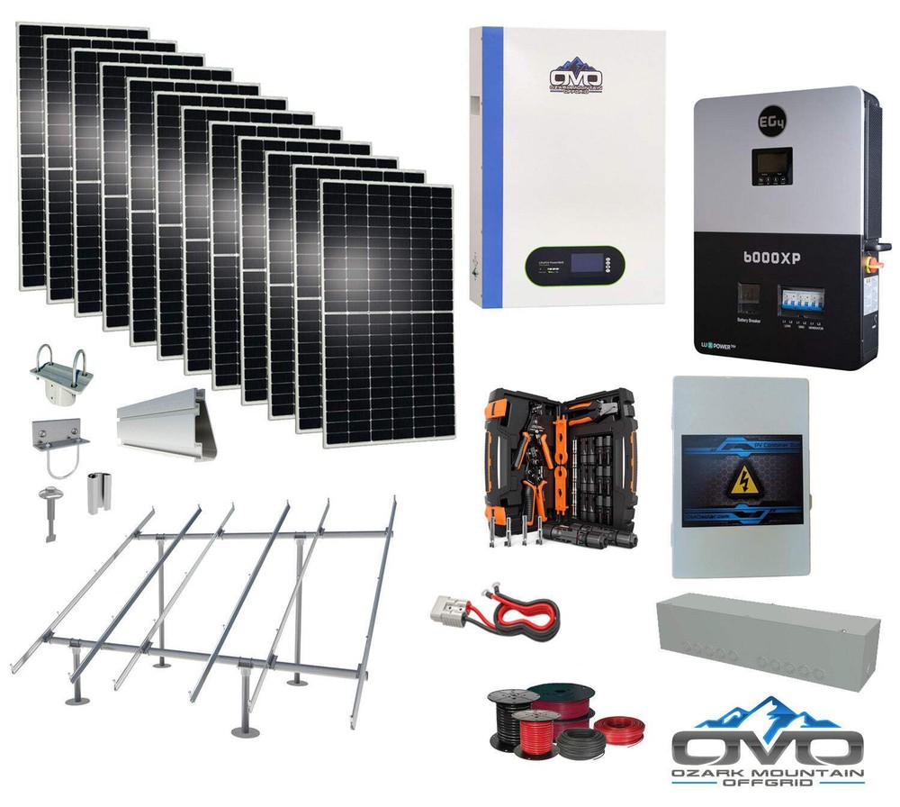 6KW Complete Offgrid Solar Kit + 6K EG4 6000XP Inverter + 5.12KW OMO 48V Patriot