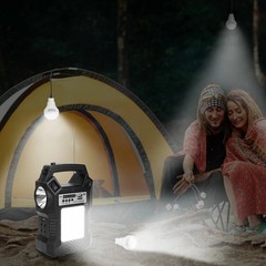Portable Solar Power Station Rechargeable Backup Power Bank w/Flashlight 3 Light