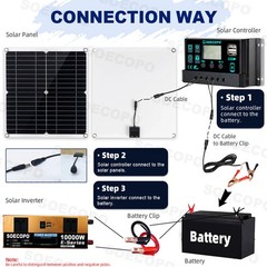 10000W Power Inverter Solar Generator With 300W Solar Panel Home Complete Set8yH