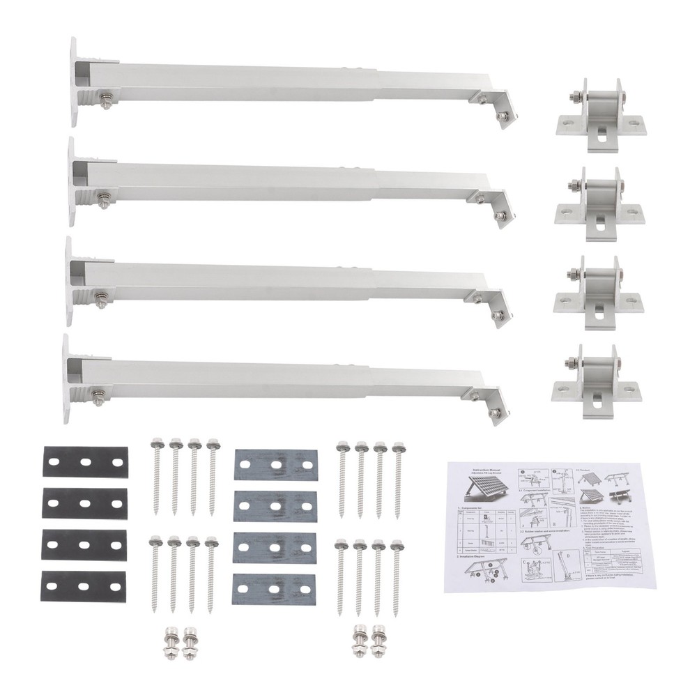 4 Packs Solar Panel RV Tilt Mount Brackets SetAdjustable Angle for Roof Install