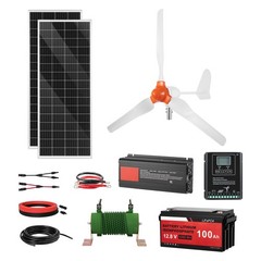 Uimoso 12V 600W Solar and Wind Energy Kit with 2x 100W Solar Panels 400W Turbine