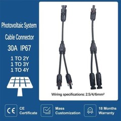 Solar Cable Connector Branch Parallel Photovoltaic Panels Copper 2-4 Ways Wire