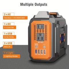 300W/100W Portable Power Station Solar Generator w/ AC DC USB LED for Camping RV