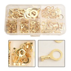 150PCS Ring Type Cable Wire Connector Gold Plated Copper Crimp Terminal Set