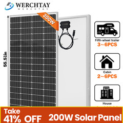 200W 12V Monocrystalline Solar Panel Home RV Power Off Grid PV Camping Caravan