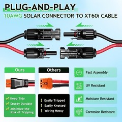 Solar Panel Extension Cable, 10AWG Solar to XT60i Charge Extension Cable, MC4…