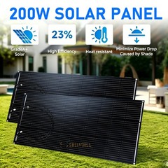 200W Portable Flexible Monocrystalline Solar Panel for Home/Caravan/RV/Boat/Van