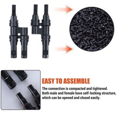 1 Pair T Branch Connectors Solar Panel Connector MMF+FFM for Parallel Connection
