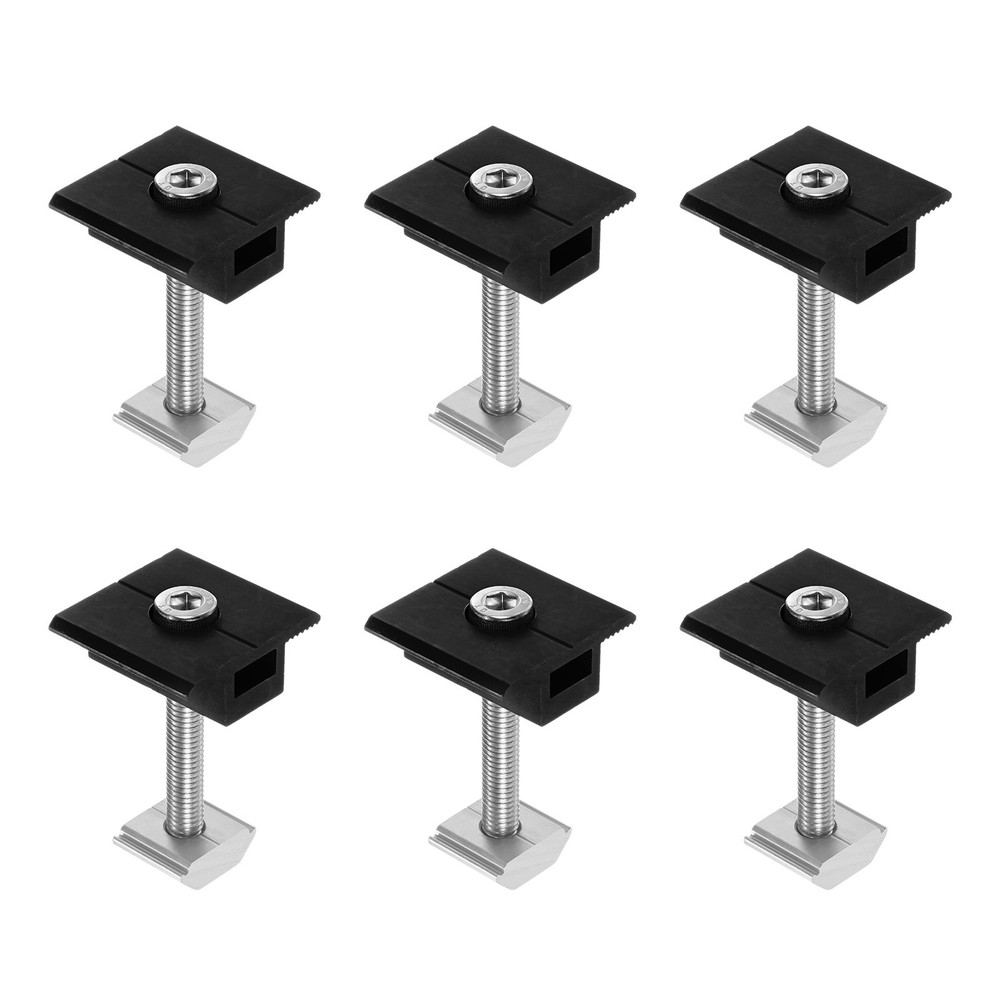 6pcs Solar Panel Mount Mid Clamps t Clips 45mm Aluminum for RVs Black