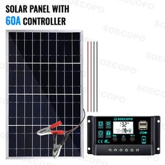 100W Portable Solar Panel with Battery Clips with 30A/60A/100A Controller to Dir