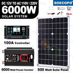 6000W 100A 220V Solar Panel Kit Complete Solar Power Generator Home Grid Syste