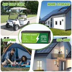 48V 100Ah LiFePO4 Battery 2560Wh with Bluetooth BMS Rechargeable Deep Cycle​