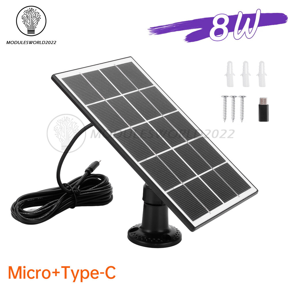 8W 5V Microcrystal Solar Panel + Mounting Bracket For Security Camera Water Pump