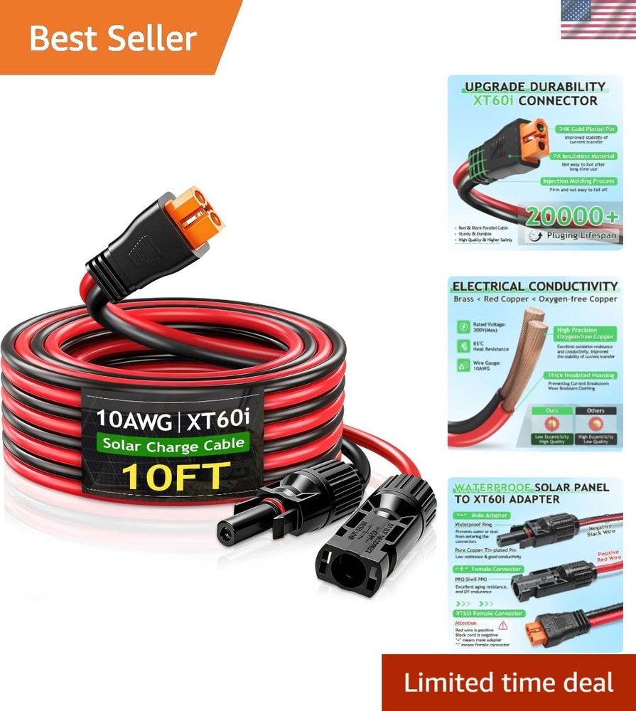 Solar Panel Extension Cable, 10AWG Solar to XT60i Charge Extension Cable, MC4…