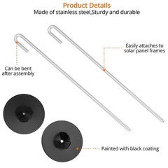 200-Pack Stainless Steel Solar Panel Clips with Washers & J Hooks – UV-Protected