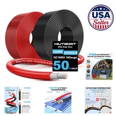 Solar Extension Cable 10AWG 50FT Tinned Copper PV Wire 1500V Weatherproof for