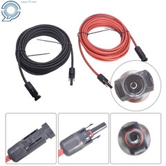 25 Feet 10AWG Red + Black Solar Panel Extension Cable Wire Connector 1 Pair