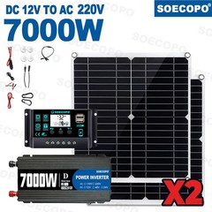 Complete 7000W Off-Grid Solar Kit 7000W Inverter 2pc 300W Solar Panels 110V/220V