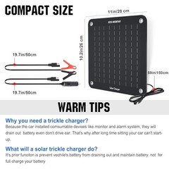 Solar Car Battery Charger Maintainer 12V Waterproof Portable Solar Trickle 10W