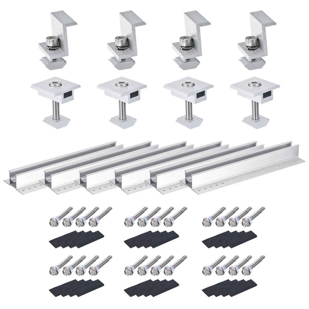 6 x 300mm Aluminium Profile Mounting Rail 8 x 35mm Clamps