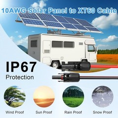 50FT 10AWG Solar Connector to XT60 Adapter Cable for Solar Panel & Battery