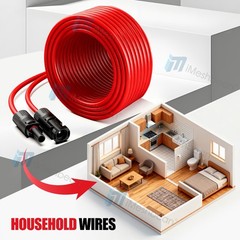 200 FT Solar Wire 10 AWG Solar Panel Extension Cable w/ Flexible Wire Connectors