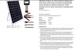 10 Watt 12 Volt Portable Solar Panel Waterproof W/Controller & Mount Brackets
