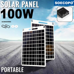 100W Solar Charger with Dual USB Ports Waterproof & Portable Solar Panel Outdoor