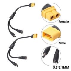 28cm XT60 Male Female To DC55215.5×2.1mm Power Cord For Outdoor Power Supply