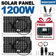 【Cost-Effective】1200W 2-Panel Solar Kit – 100A Controller + Y-Cable Balcony/RV