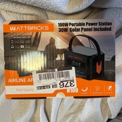 Wattbricks 100Watt Portable Power Station & 30Watt Portable Solar Panel Included