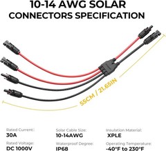 High-Performance 10AWG Solar Parallel Connectors – Weatherproof 30cm Cable