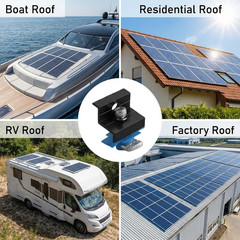 12-Pack Black Aluminum 30Mm/35Mm Solar Panel End Clamps for Standard Unistrut
