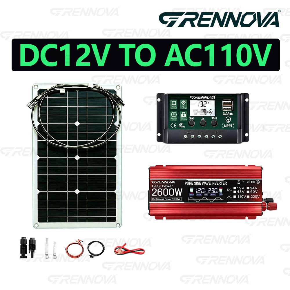 2600W Real Power Off-Grid Solar System Pure Sine Complete Kit 80W Panel Real Cap