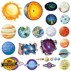 YAMIOW 65pcs Space Solar System Stickers