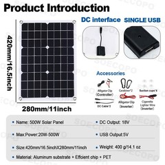 10000W Solar Kit 500W Panel 100A MPPT Controller DC Cable 12V/24V to 220V/110VTs
