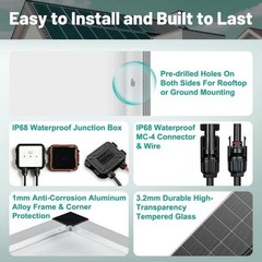 AeternaSol 100W Solar Panel N-Type Mono Battery Power 18V PV For Roof Home RV