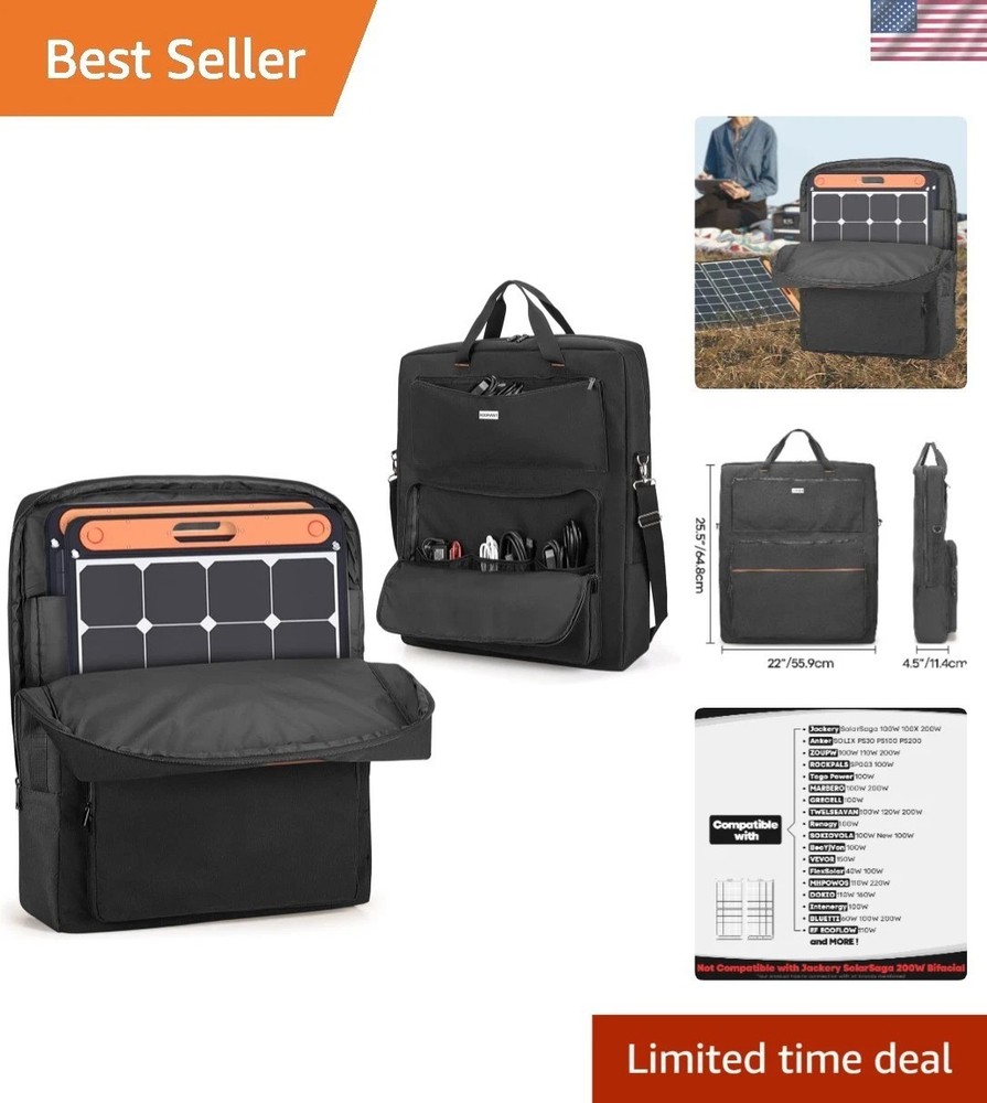 Solar Panel Storage Bag for Jackery SolarSaga 100W 200W with Padded Compartments