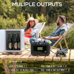 Portable Power Station 80W Solar Battery Charger Multi Output Emergency Light US