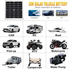 Solar Panel Kit 20W 12V, Waterproof Solar Battery Trickle Charger Maintainer …