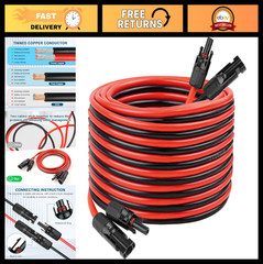 30FT 10 AWG Solar Extension Cable, Flexible Tinned Copper Wire for RV, Boat, Out