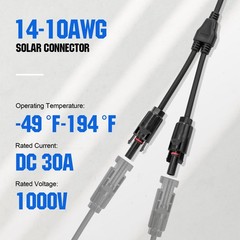 ECO-WORTHY Solar Connectors Y Branch Parallel PV Adapter Cable Wire Plug Tool Ki