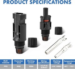 Efficient 40 PCS Solar Connectors | Weatherproof, 10AWG Quick Install