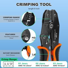 35PCS Solar Crimper Tool Kit, Solar Panel Cable MC4 Connectors 14-10AWG, 30 Pair