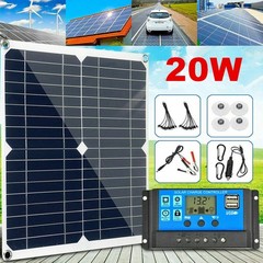 20W Solar Panel Kit 10A Charger Battery Charger Kit Maintainer Boat Car RV
