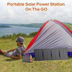Portable Solar Generator with Panel, 300W Power Station with 60W Solar Panel Fol