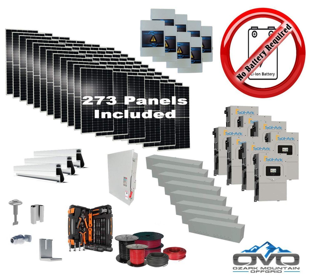 150KW Complete Offgrid Solar Kit + 8x 15K Sol-Ark Inverter +150.15KW Solar with
